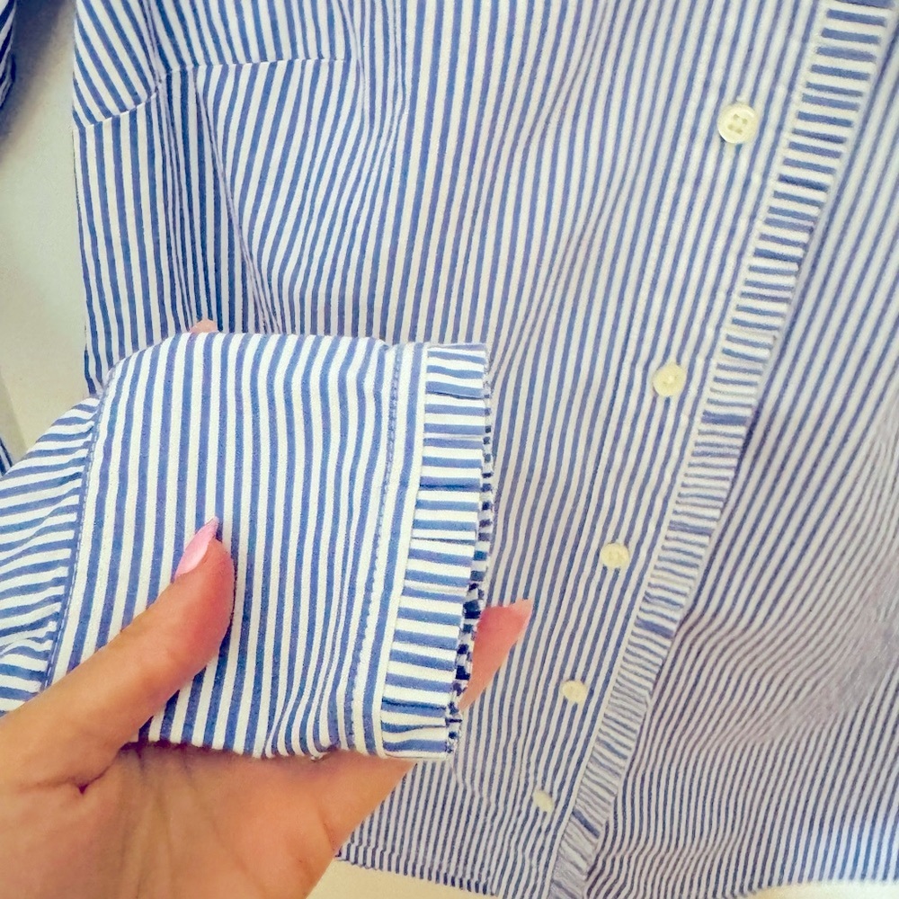 J. Crew Navy Striped Casual Button-Down Shirt - Picture 4 of 8
